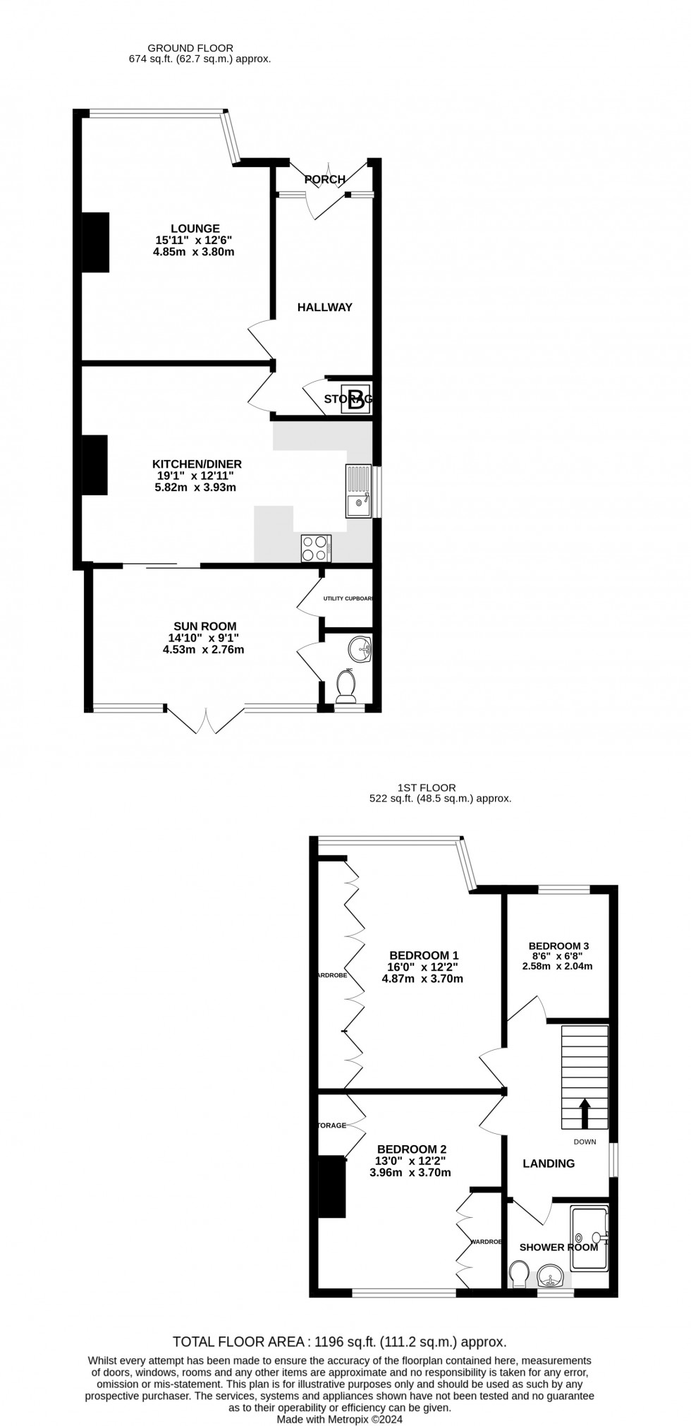 Floorplan for Zetland Avenue, Darland, Gillingham, Kent ME7 3AE