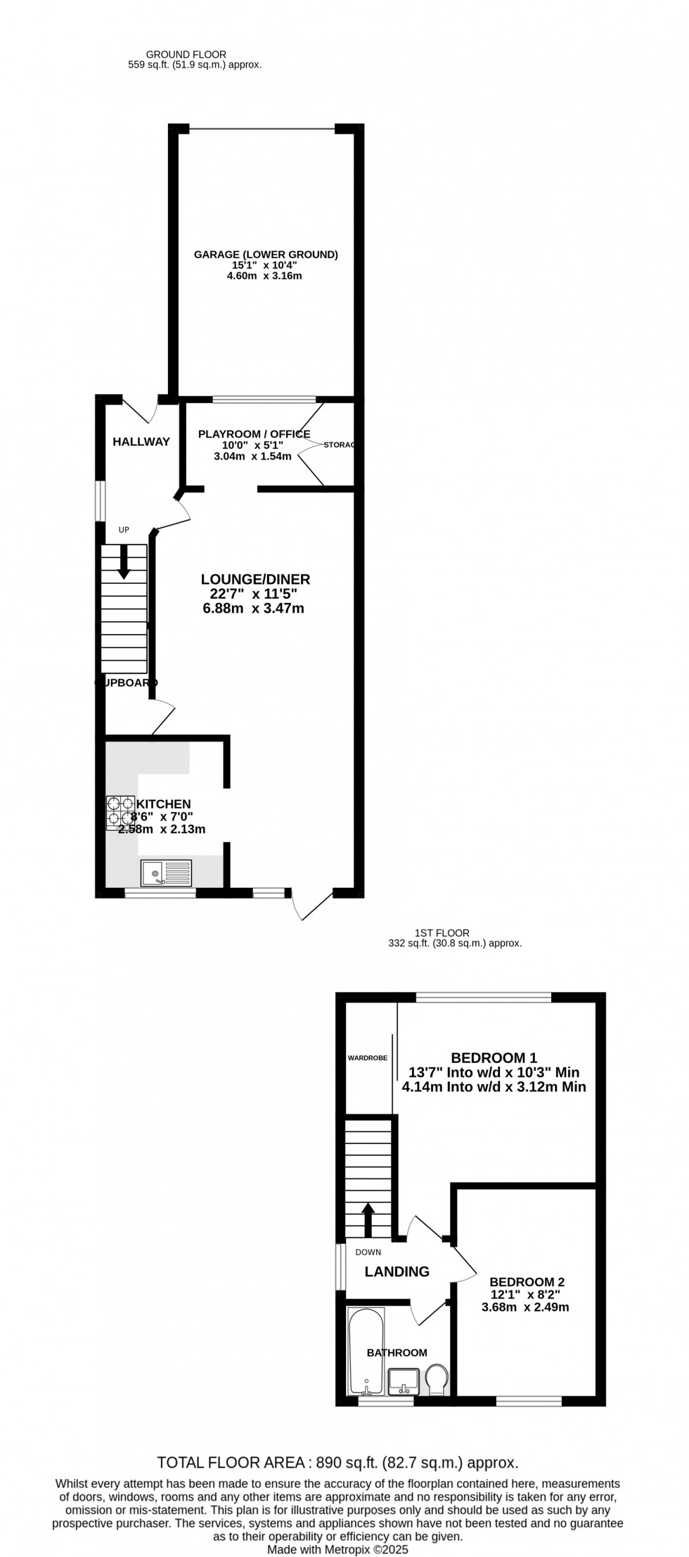 Floorplan for Crestway, Chatham, Kent ME5 0BH