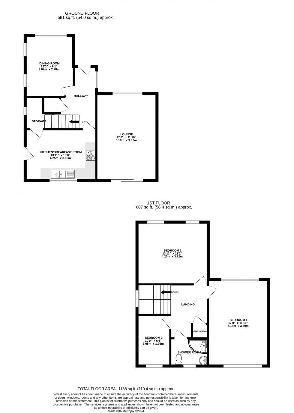 Floorplan for Chestnut Avenue, Walderslade, Chatham, Kent ME5 9BG