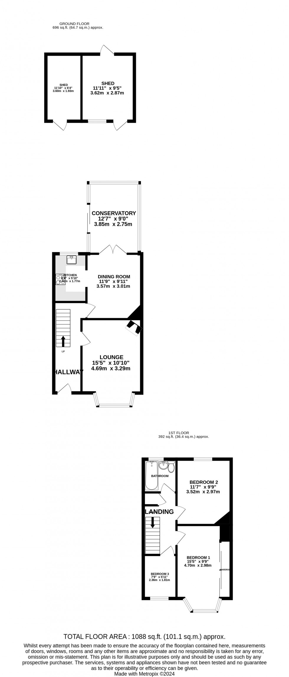 Floorplan for Elm Avenue, Chatham, Kent ME4 6ER