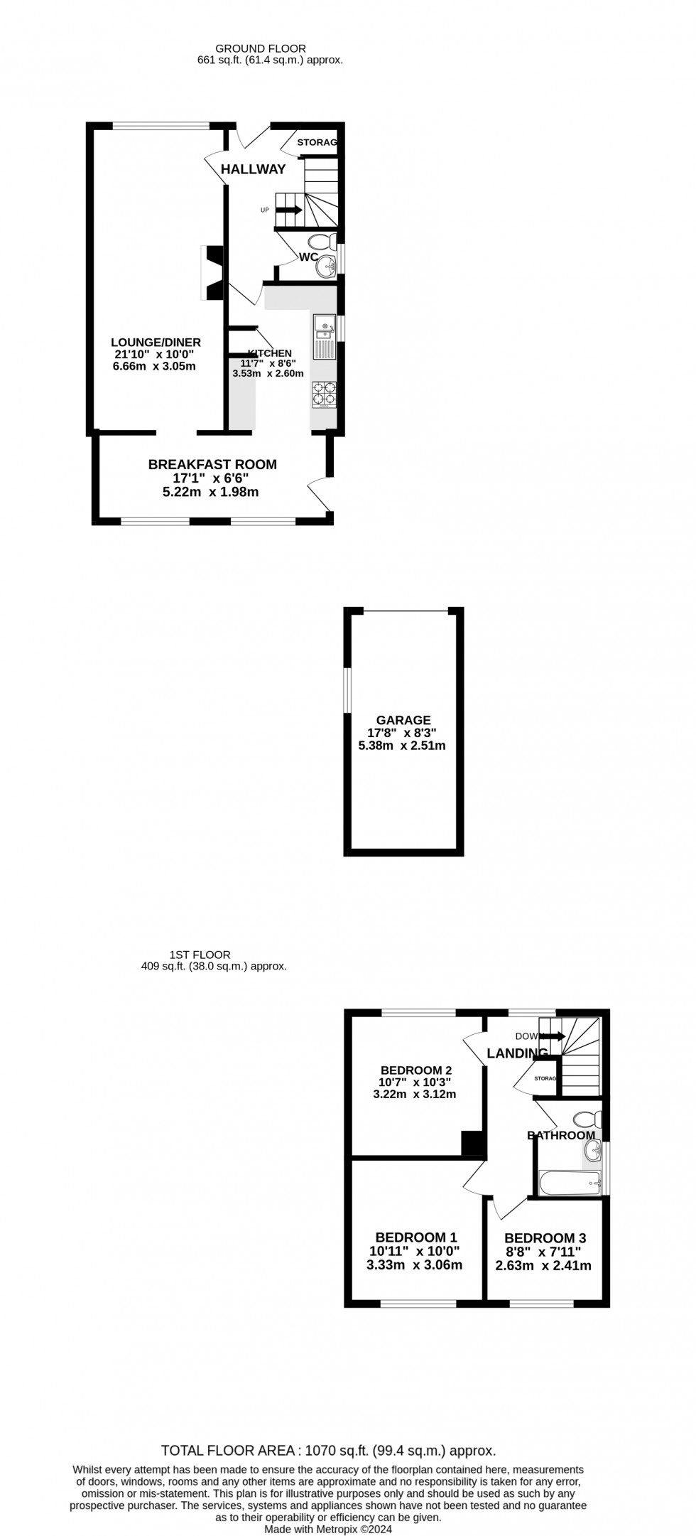 Floorplan for Holmoaks, Rainham, Gillingham, Kent ME8 7DN