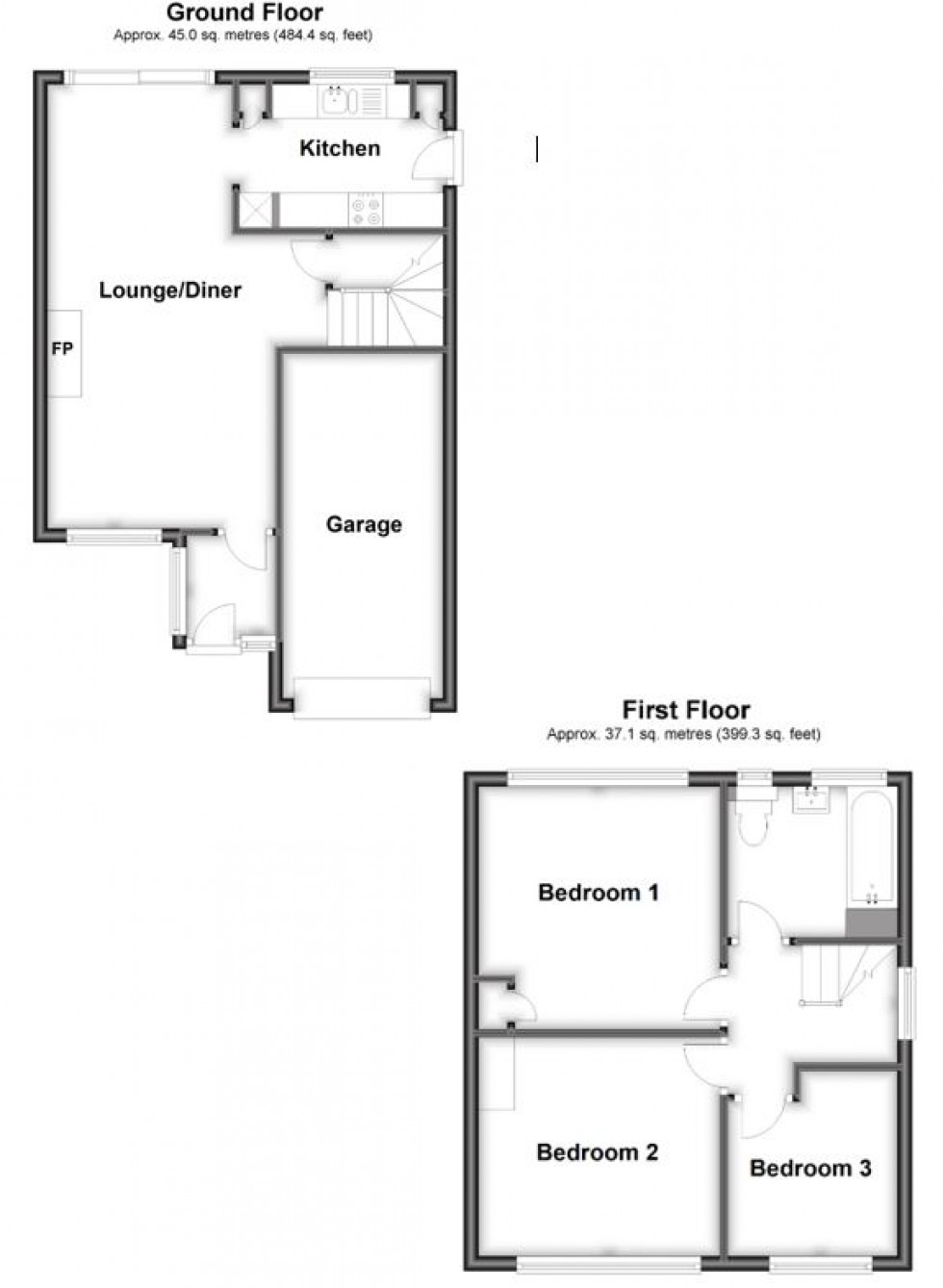 Floorplan for Norton Grove, Walderslade, Chatham, Kent ME5 9BQ