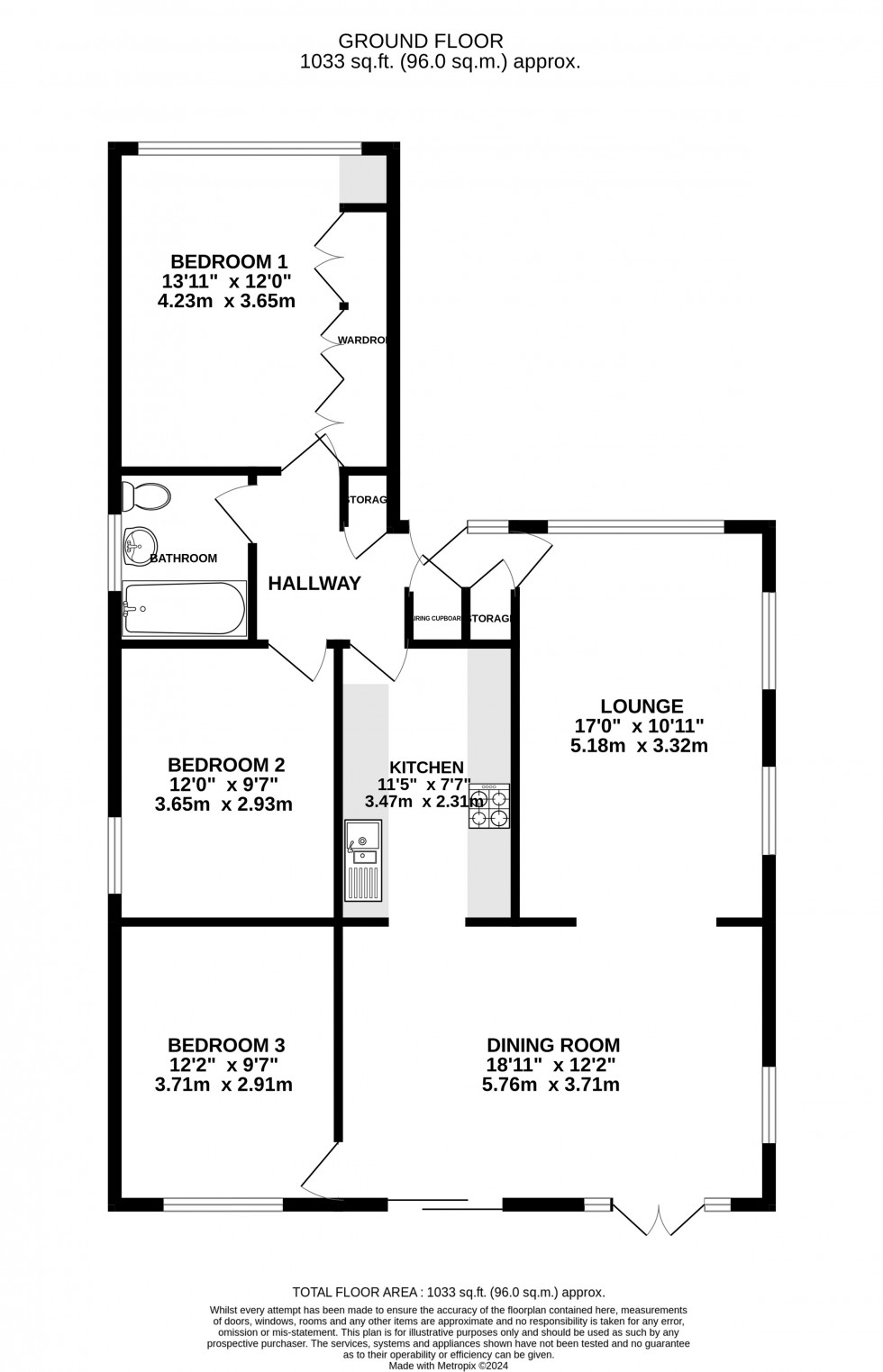 Floorplan for York Avenue, Chatham, Kent ME5 9ER